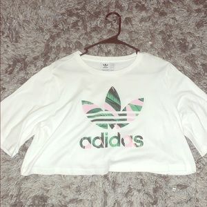 white cropped adidas shirt